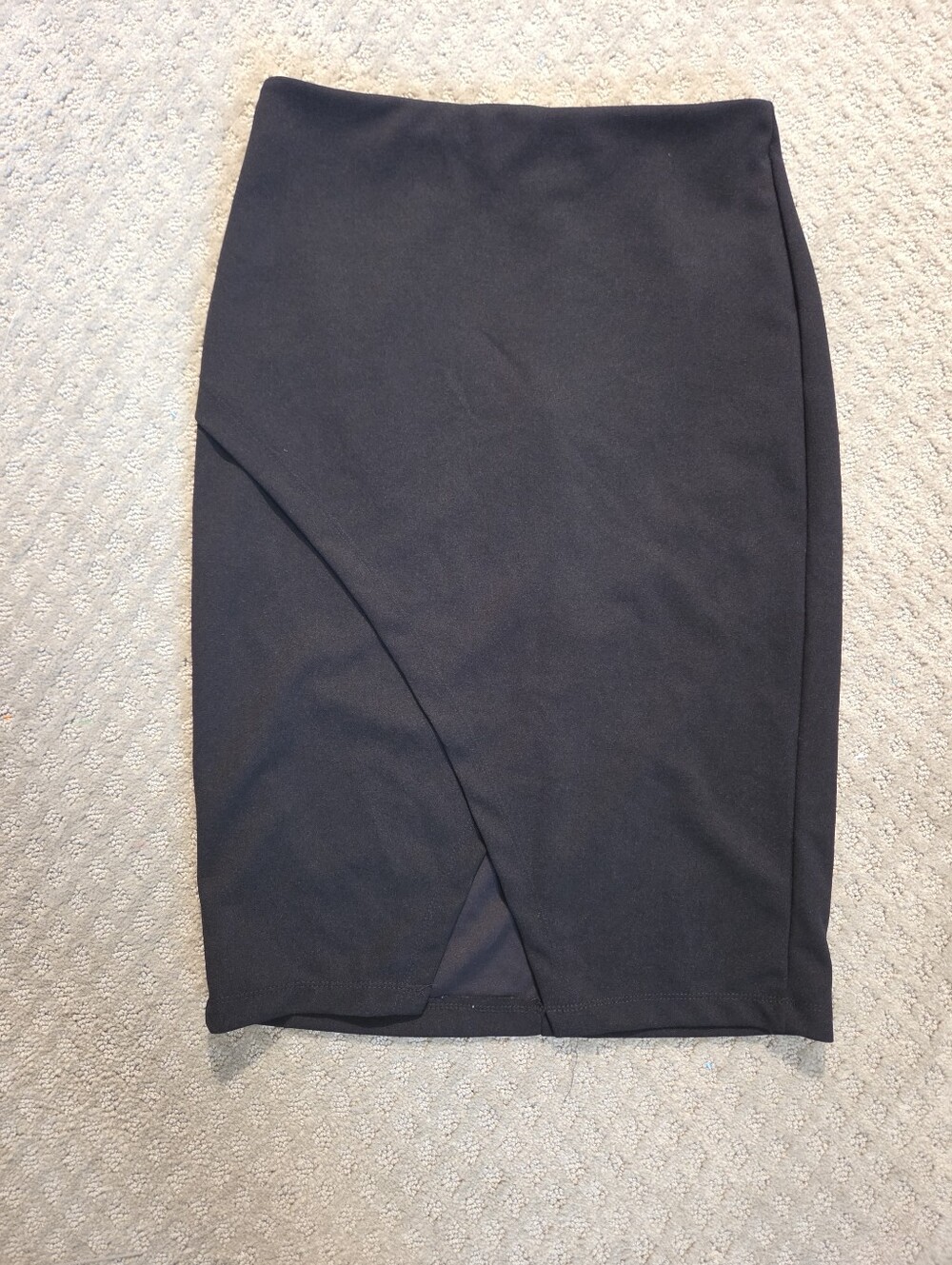 Tailored Black Wrap-Detail Pencil Skirt